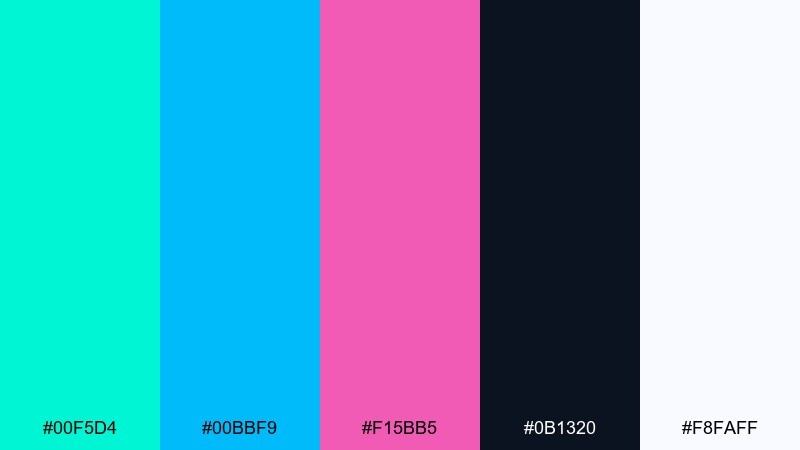 neon aquarium color palette with hex codes