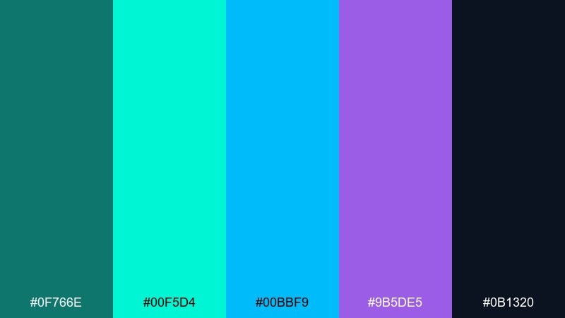 neon aquarium color palette with hex codes