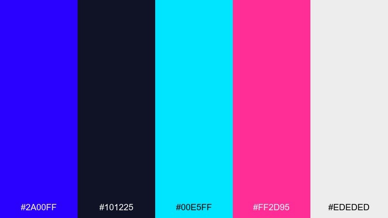 neon arcade blue ultramarine blue color palette with hex codes