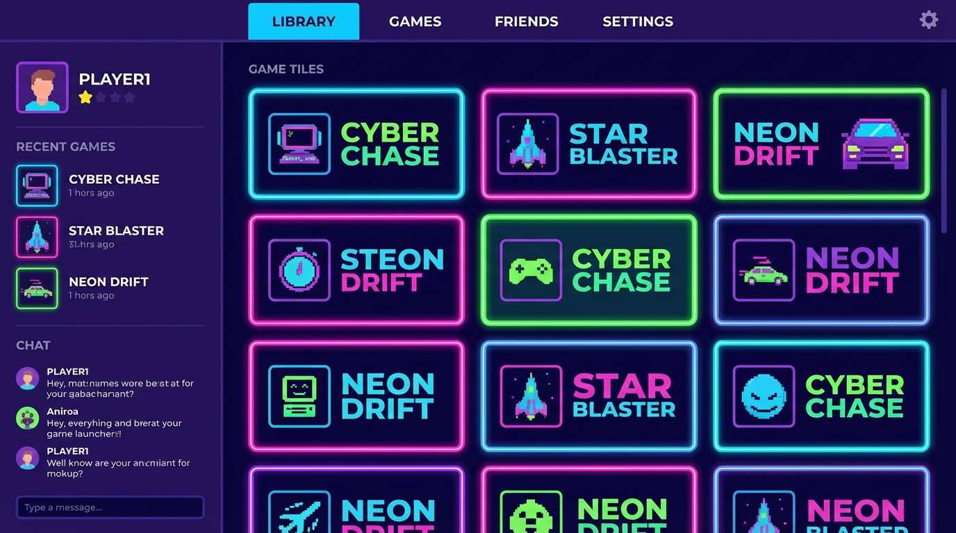 neon arcade ui dashboard