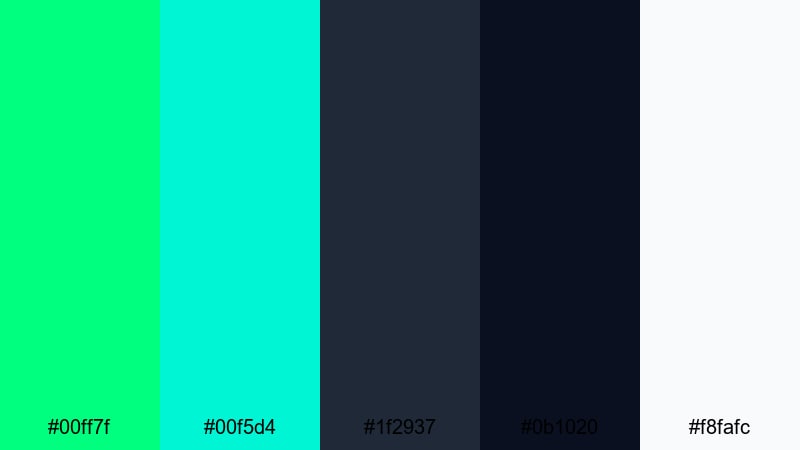 neon canopy color palette with hex codes