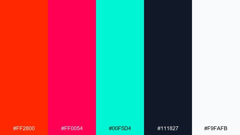 neon circuit ferrari red color palette with hex codes