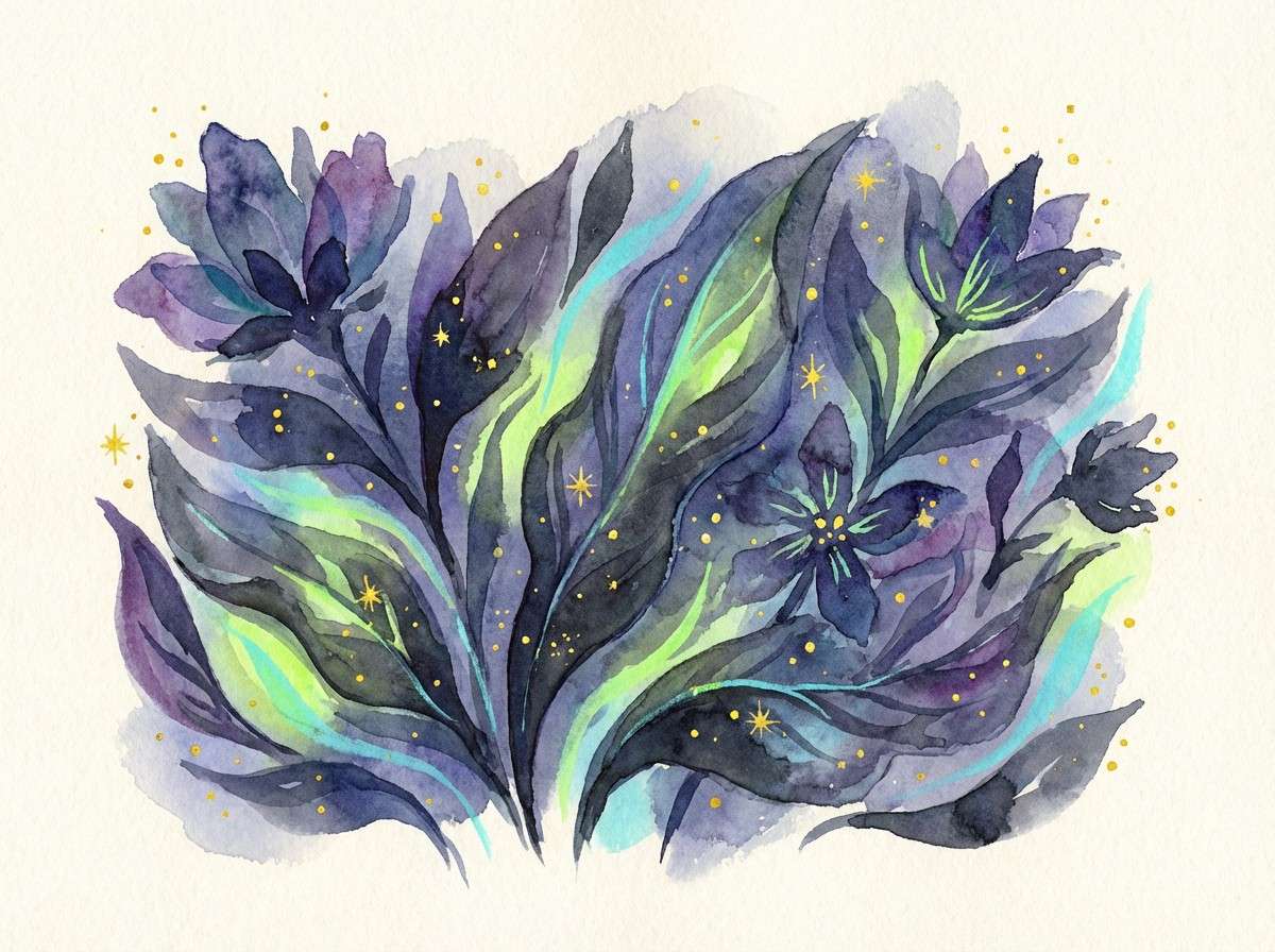 neon botanical watercolor