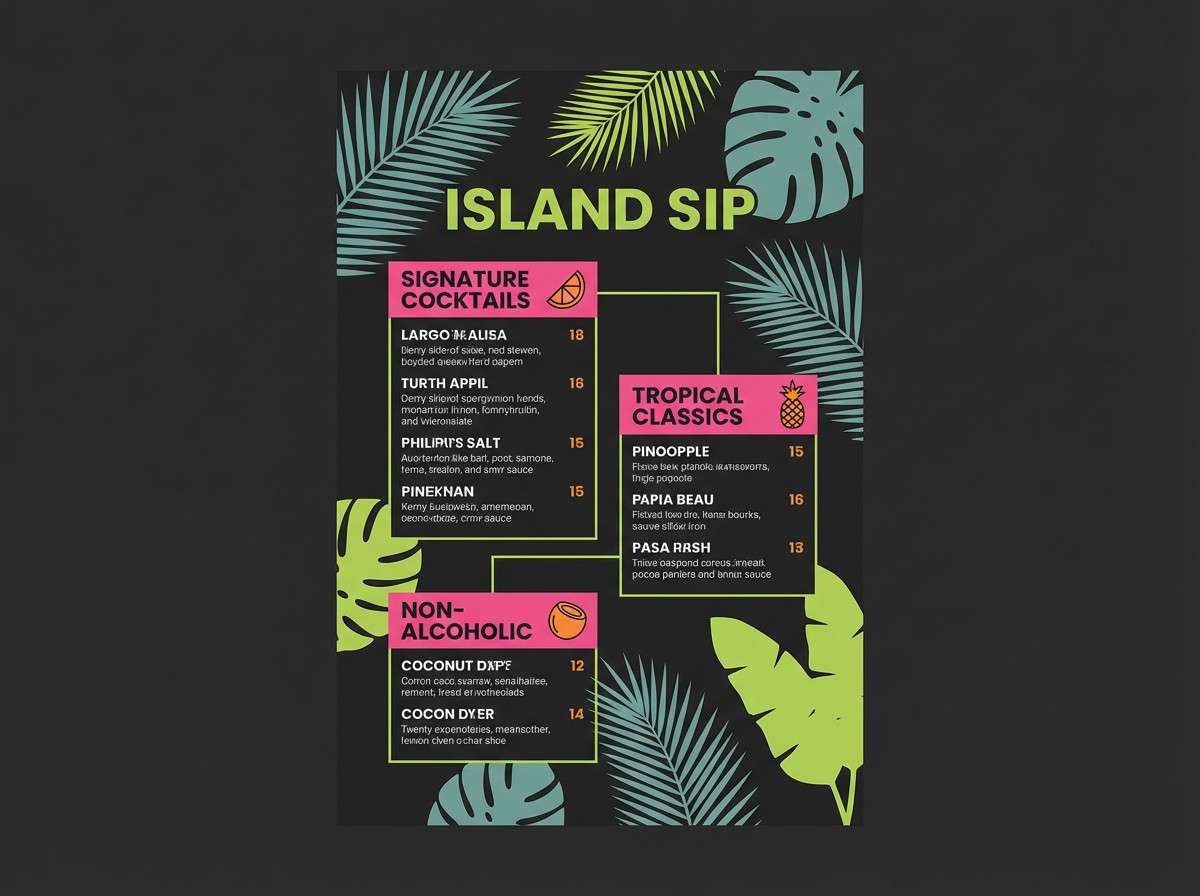 tropical cocktail menu