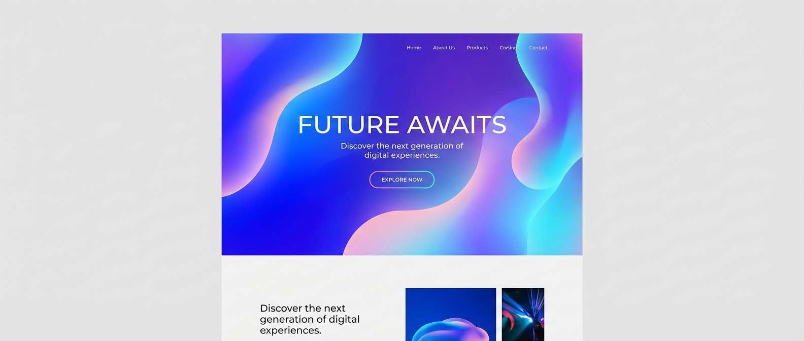 tech landing page mockup