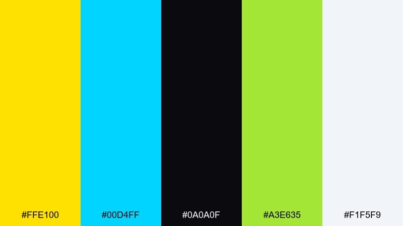 neon comet supernova color palette with hex codes