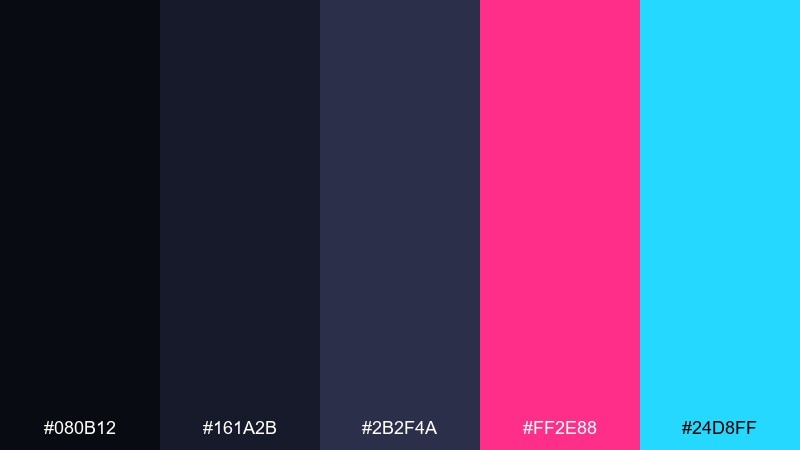 neon dusk alley night color palette with hex codes