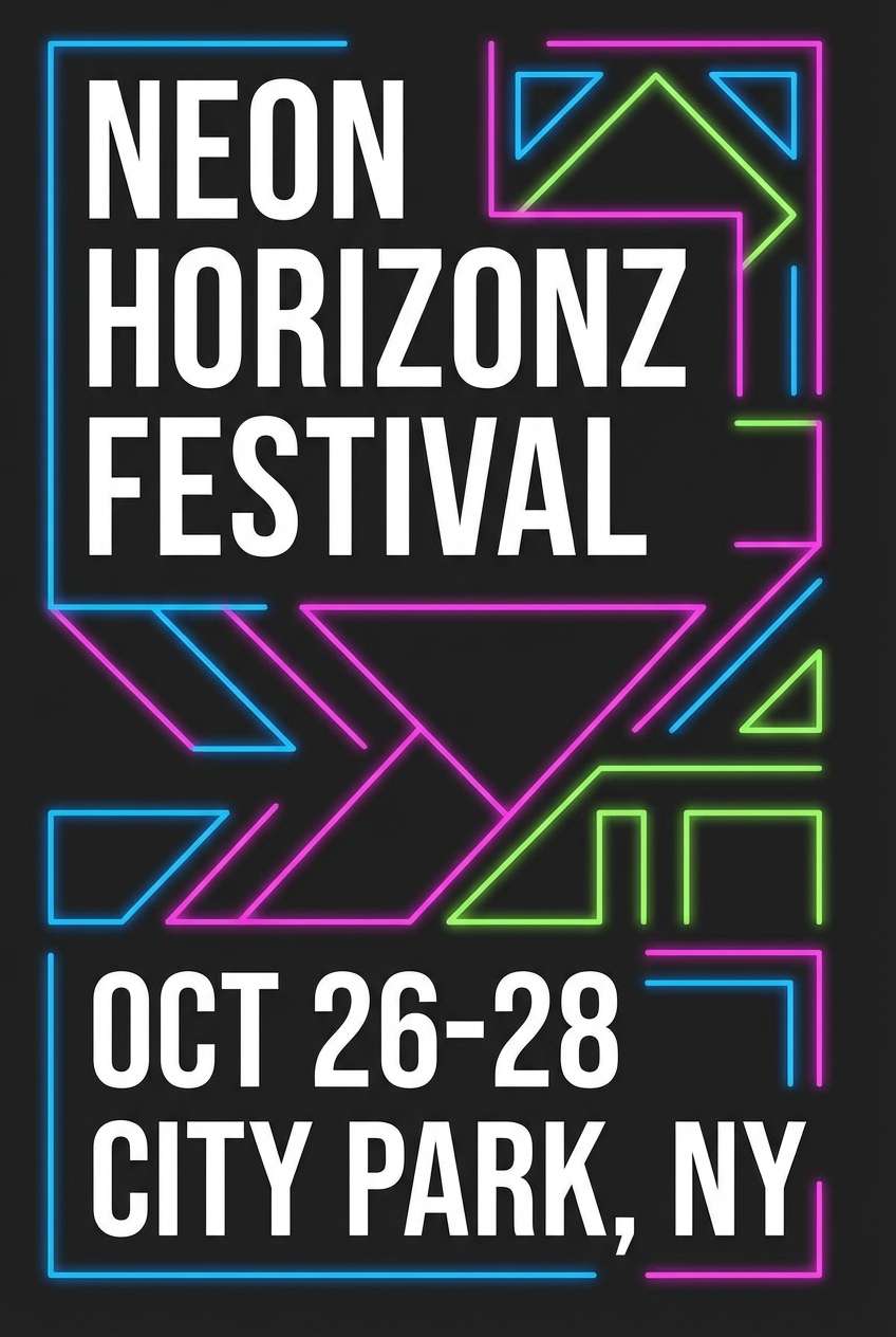 neon festival flyer layout
