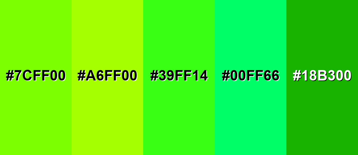 shades and variations of neon-green