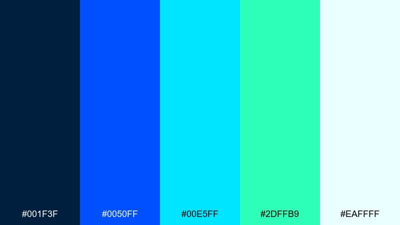 neon harbor blue cyan color palette with hex codes