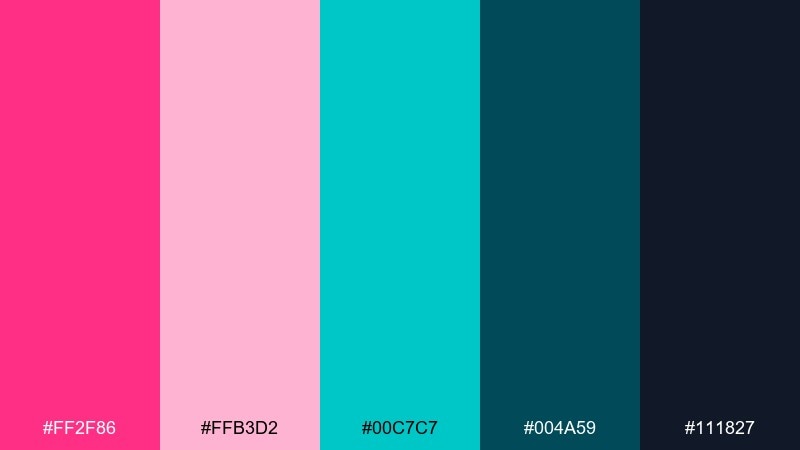 neon harbor pop color palette with hex codes