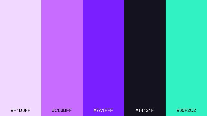 neon lilac accent color palette with hex codes