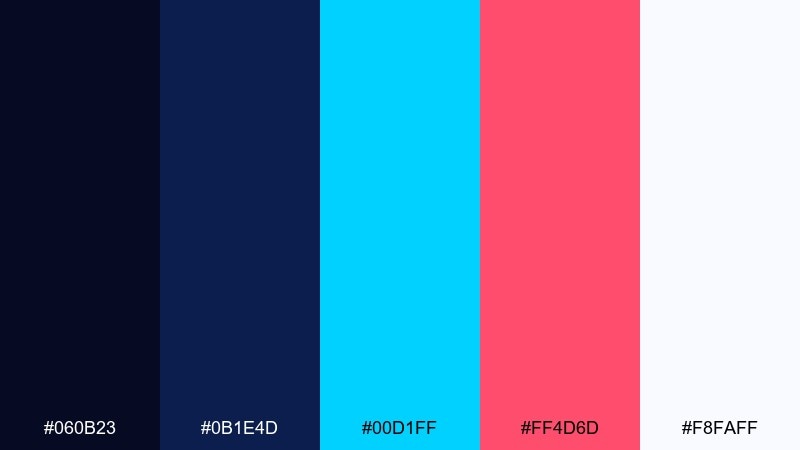 neon marina color palette with hex codes