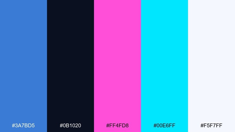 neon marina medium blue color palette with hex codes