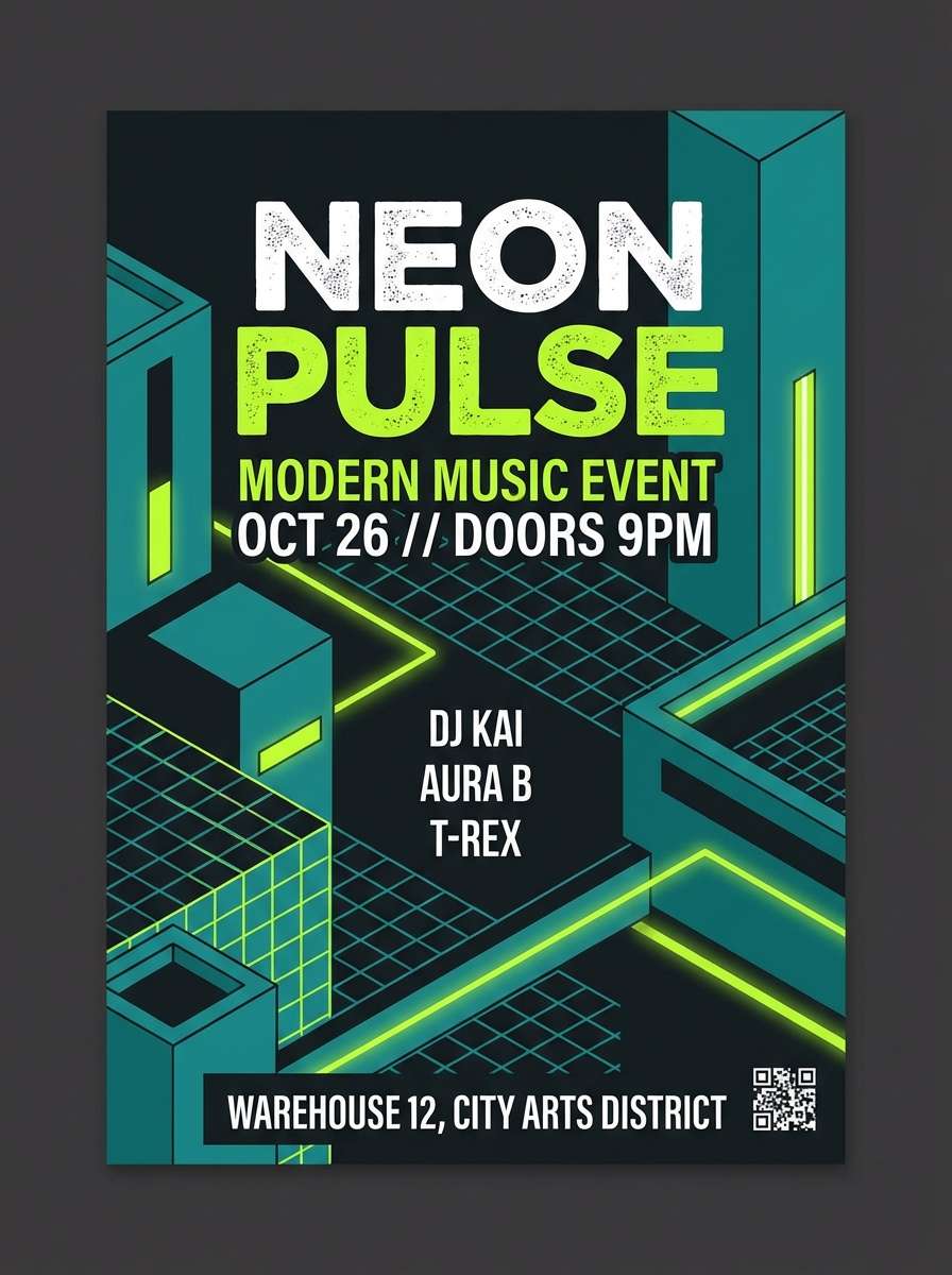 teal gray neon flyer