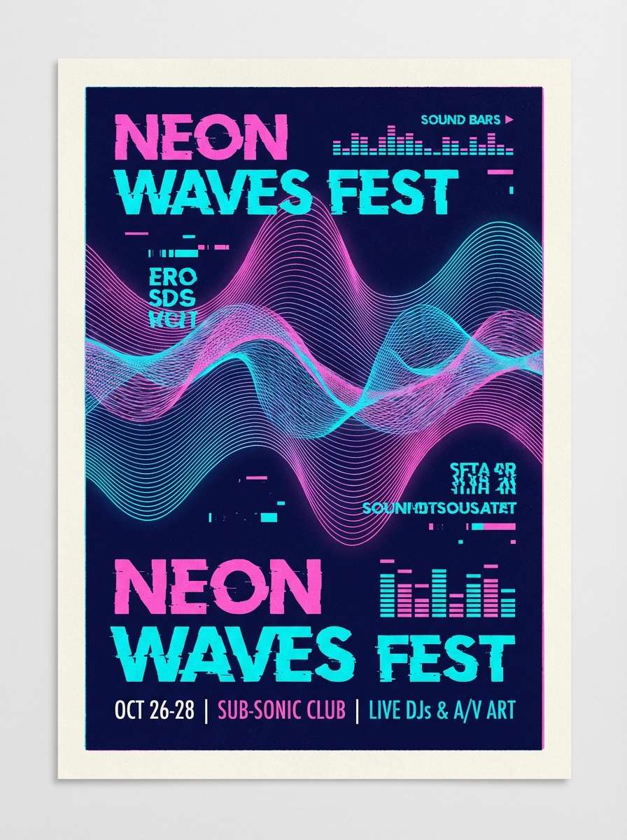 neon music poster design