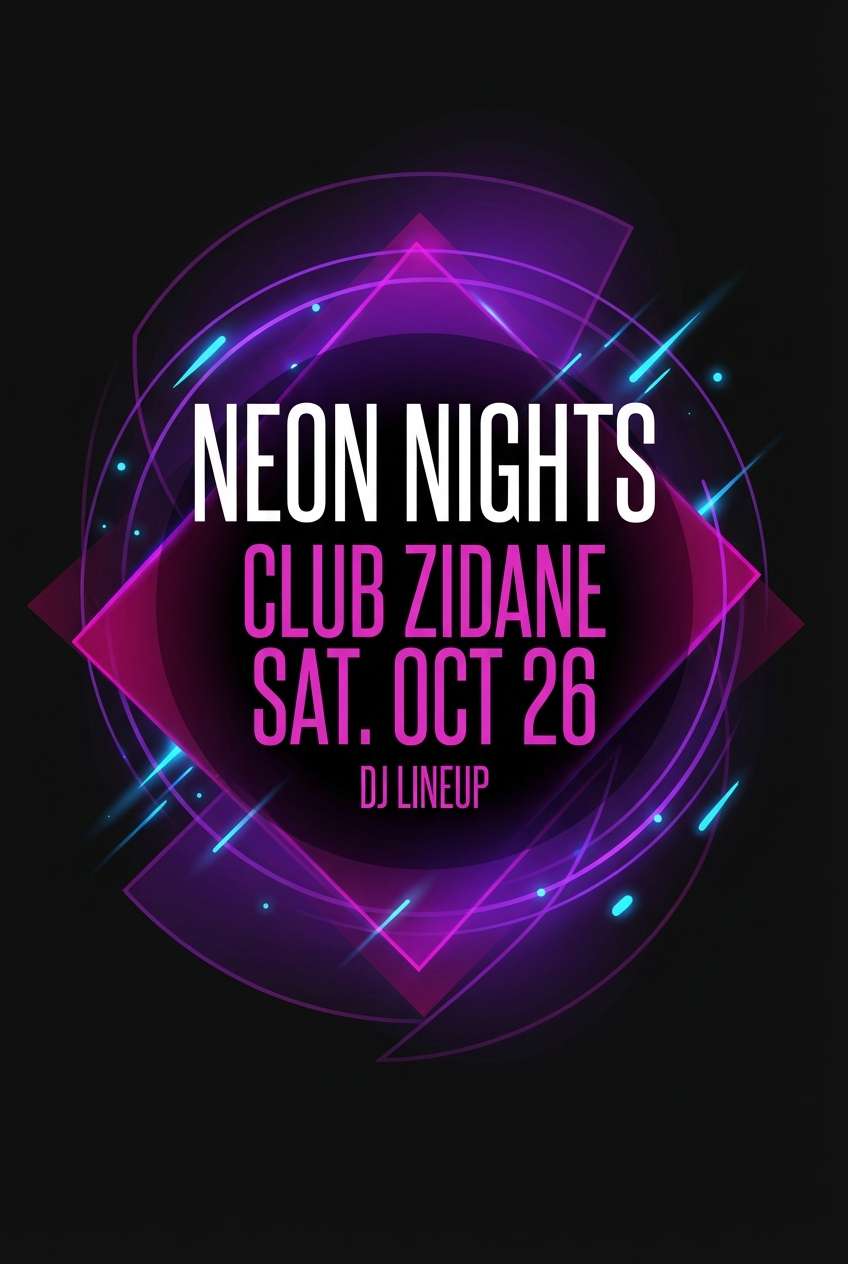 neon violet dj flyer