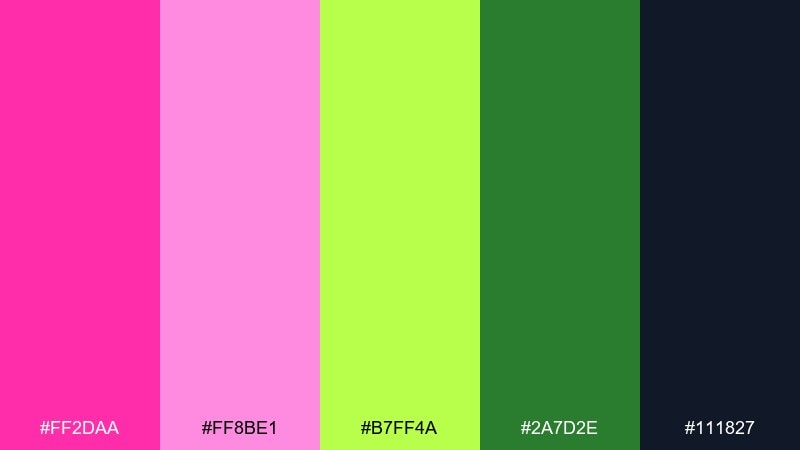 neon orchid lime color palette with hex codes