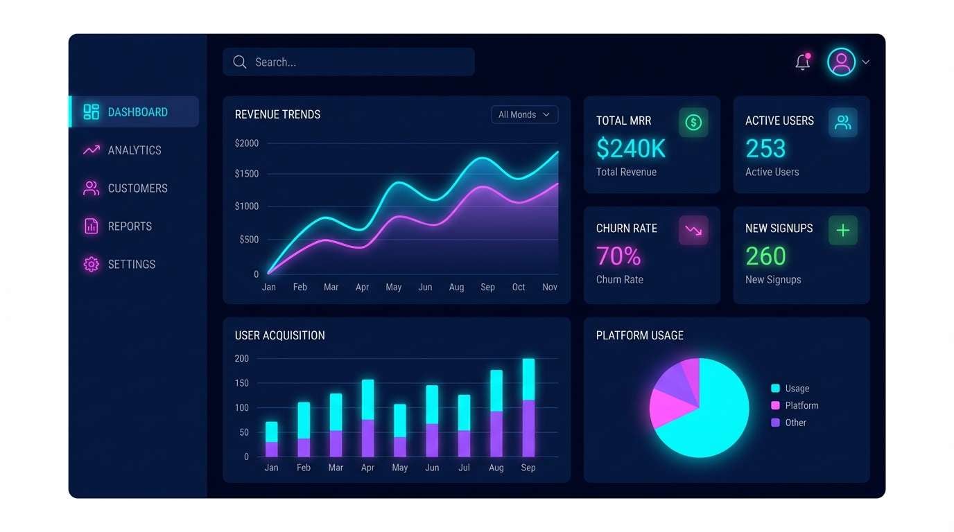 neon petal saas dashboard