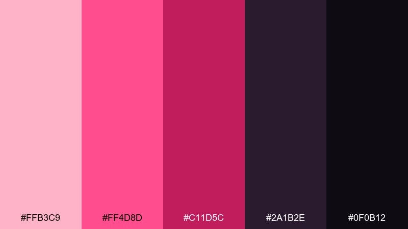 neon rose nightlife rose color palette with hex codes