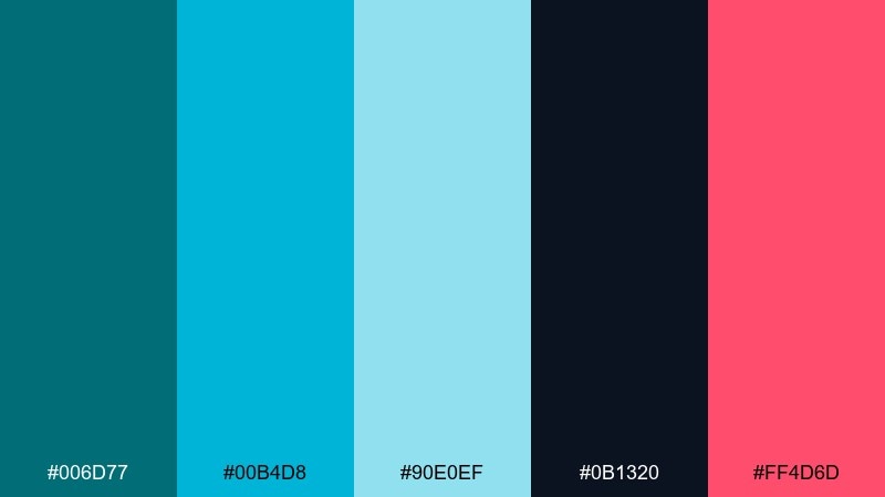 neon teal punch color palette with hex codes