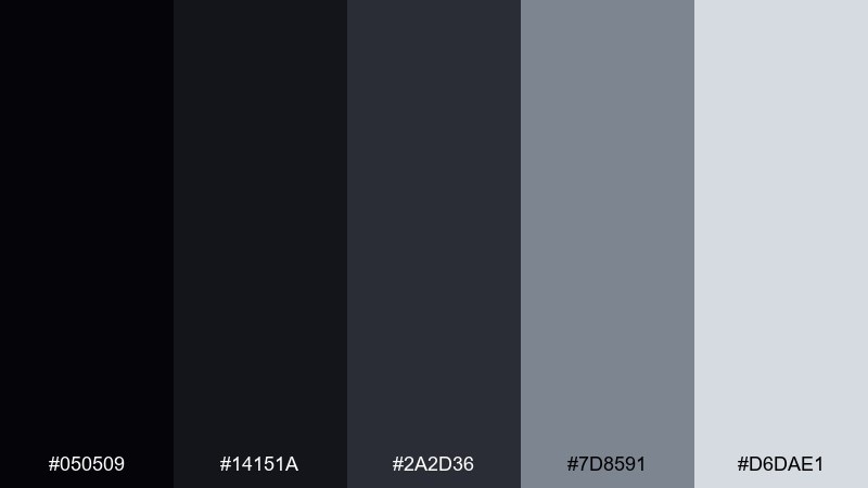 neonless night color palette with hex codes