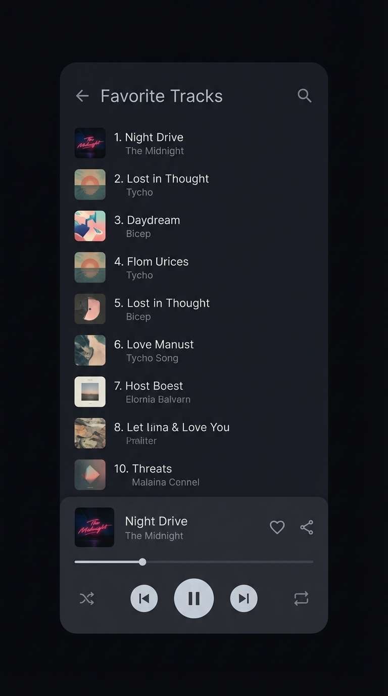 dark music app ui