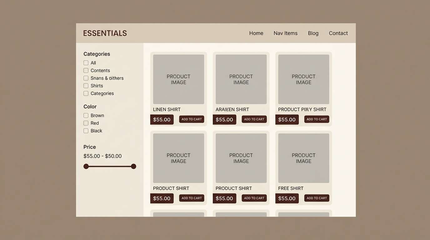 handmade shop product grid