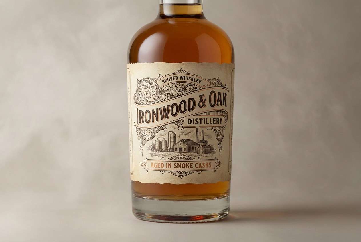 whiskey label studio shot