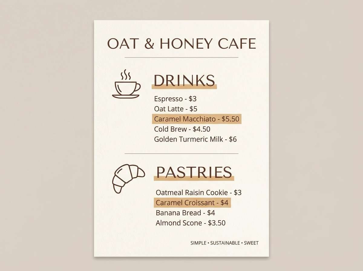 minimal cafe menu flyer