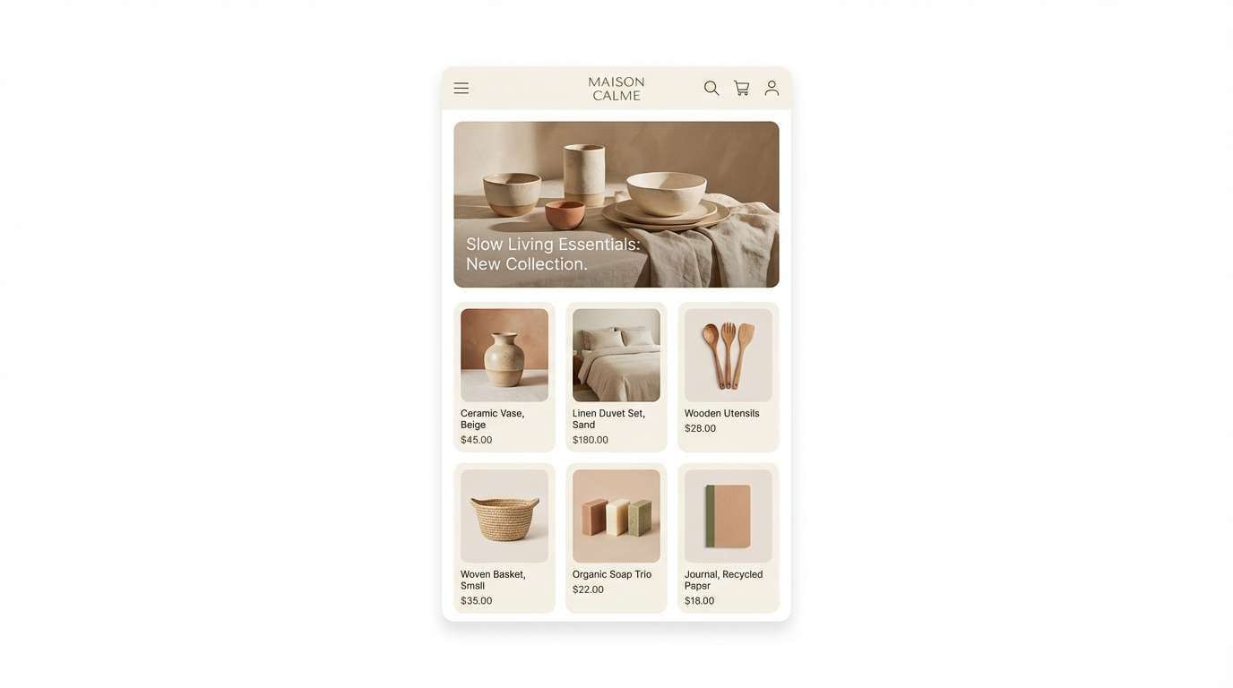 neutral ecommerce ui mockup