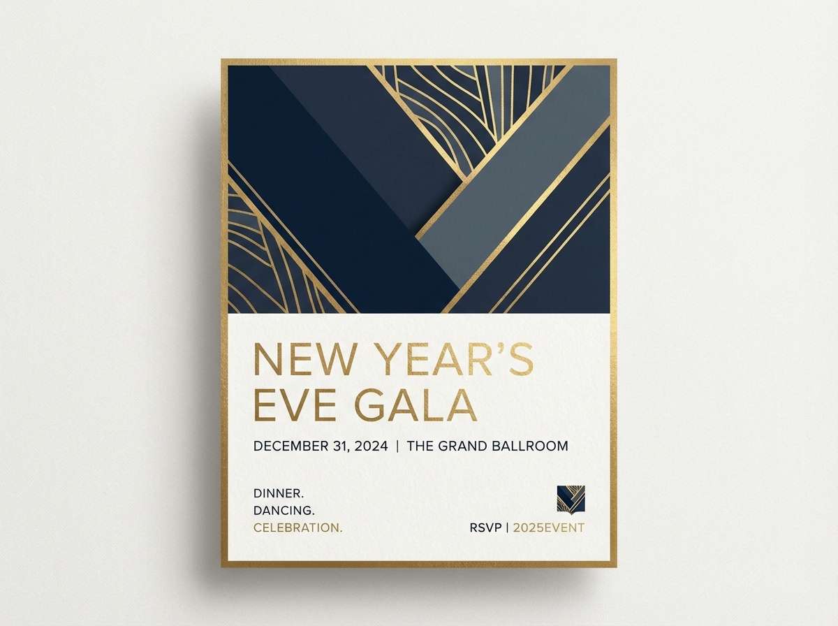 midnight invitation with gold accents