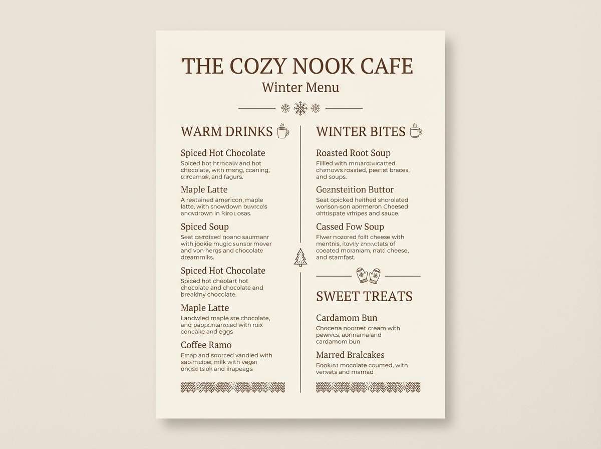 cozy cafe menu layout