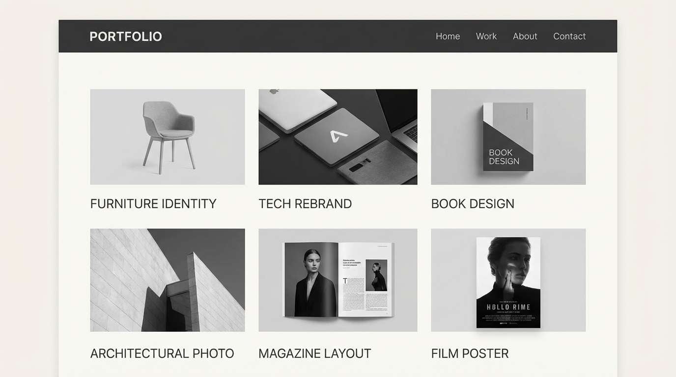 minimal grayscale portfolio ui