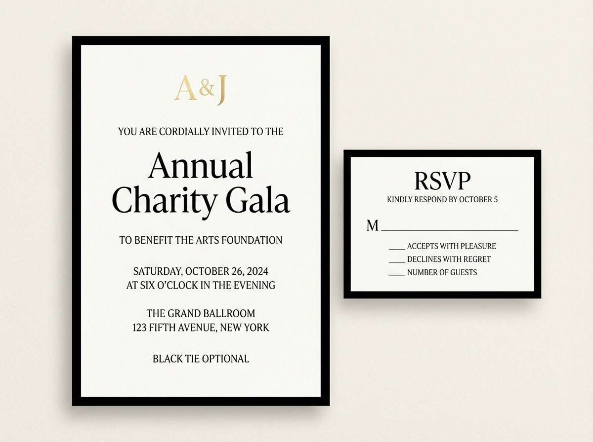 black tie gala invitation