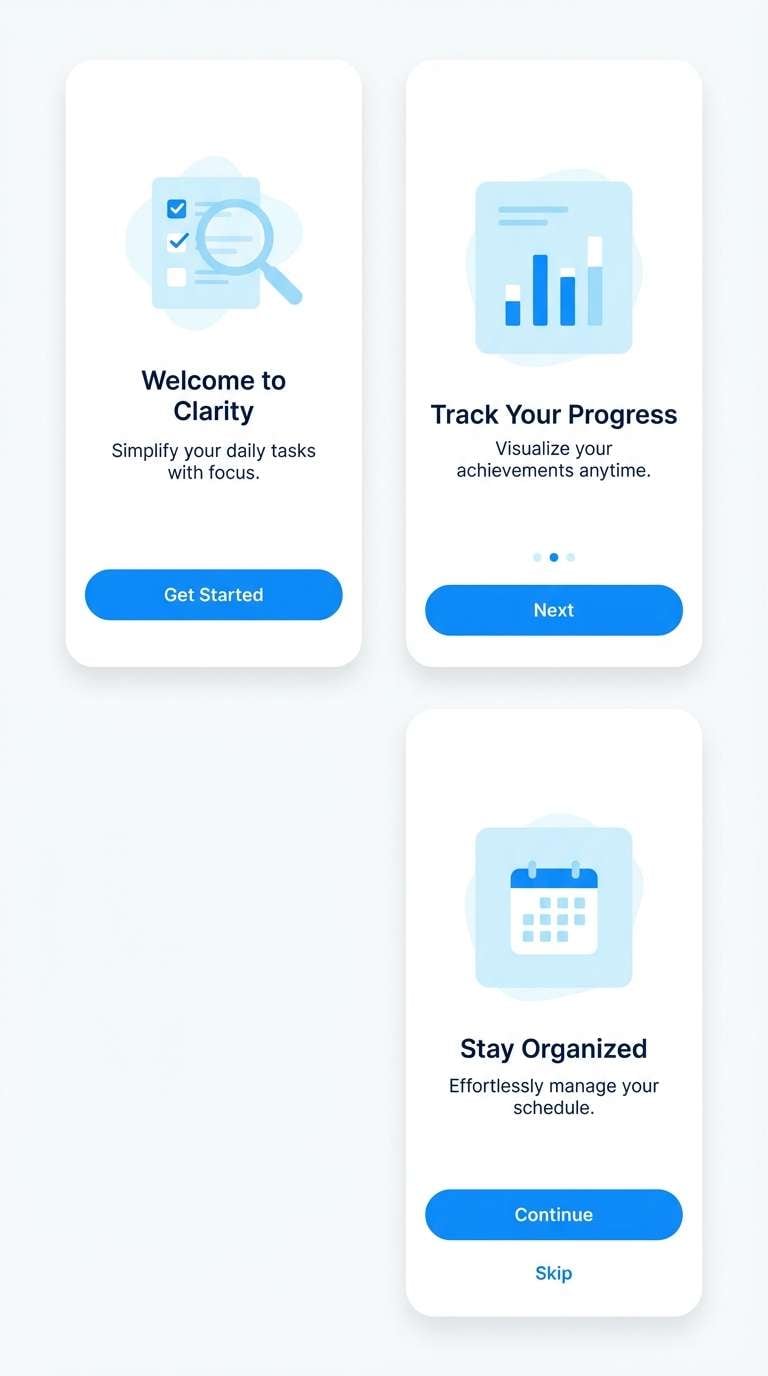 blue onboarding ui screens