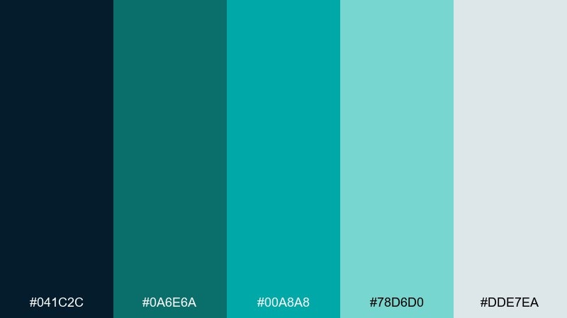 night aquarium color palette with hex codes