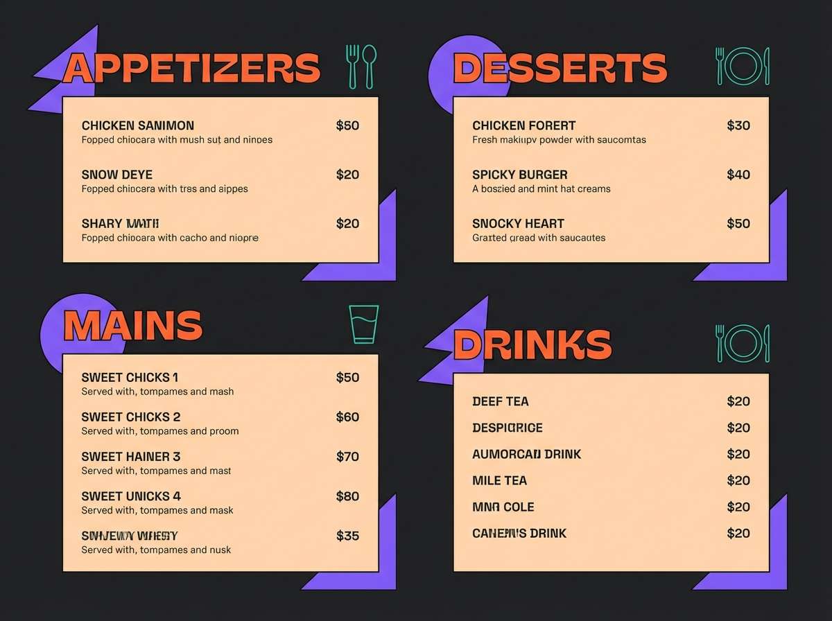 night bazaar menu layout