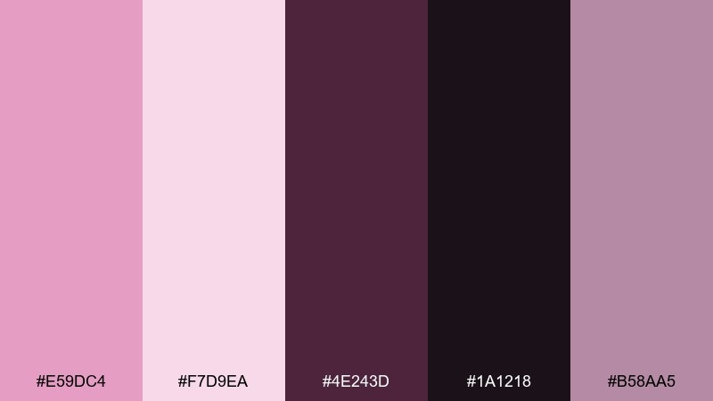 night bloom contrast pale magenta color palette with hex codes