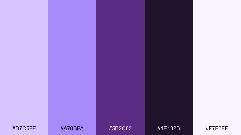 night bloom lavender purple color palette with hex codes