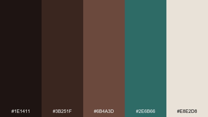 night chocolate and teal color palette with hex codes