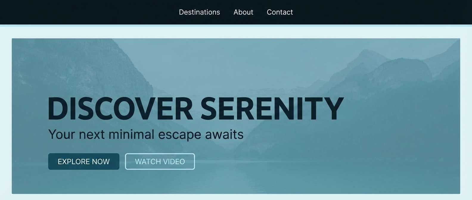 travel website hero layout