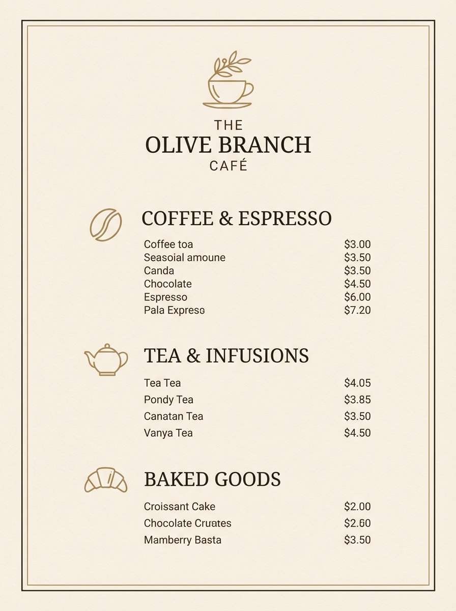vintage cafe menu