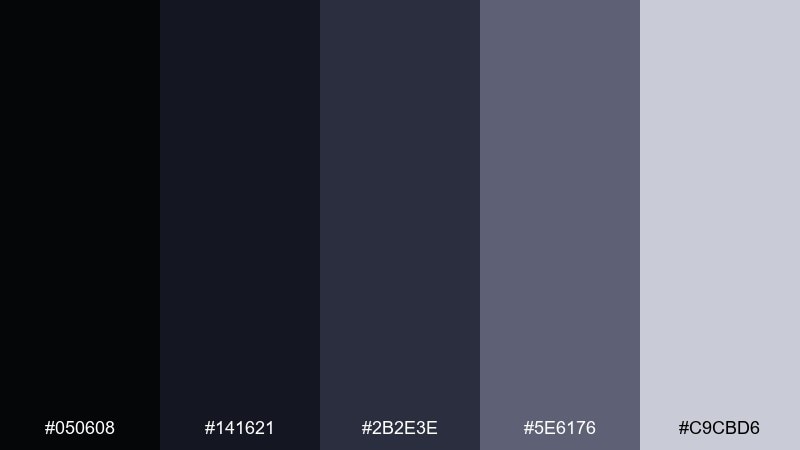 night curfew dystopian color palette with hex codes