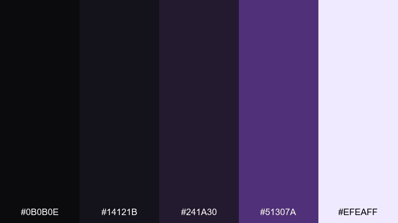 night gallery portfolio color palette with hex codes
