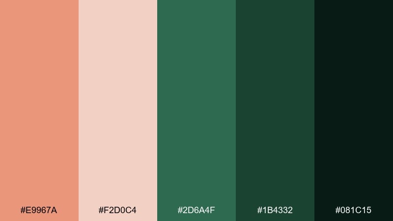 night garden dark salmon color palette with hex codes