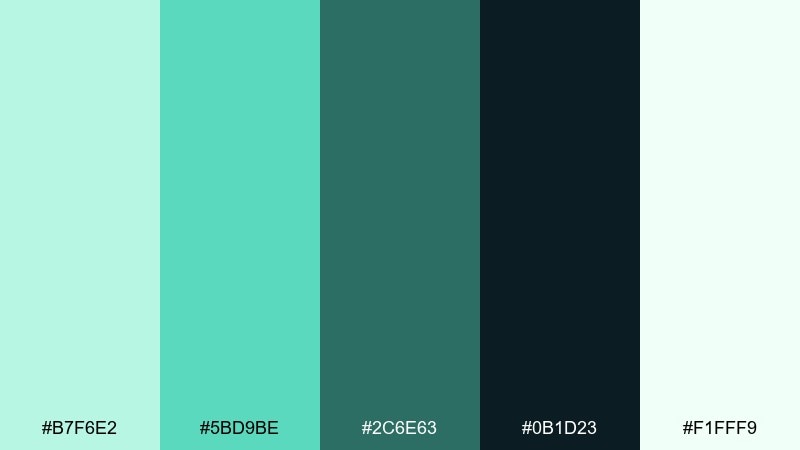 night mint contrast mint green color palette with hex codes
