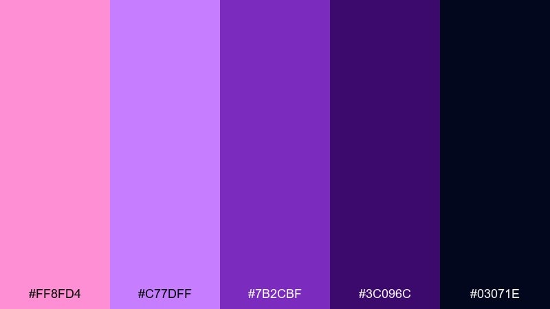 night orchid contrast pink violet color palette with hex codes