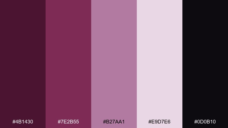 night orchid mulberry color palette with hex codes