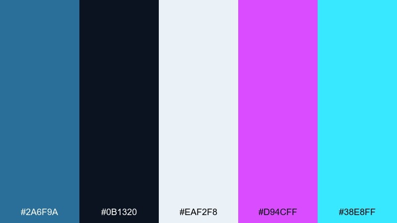 night sky neon color palette with hex codes